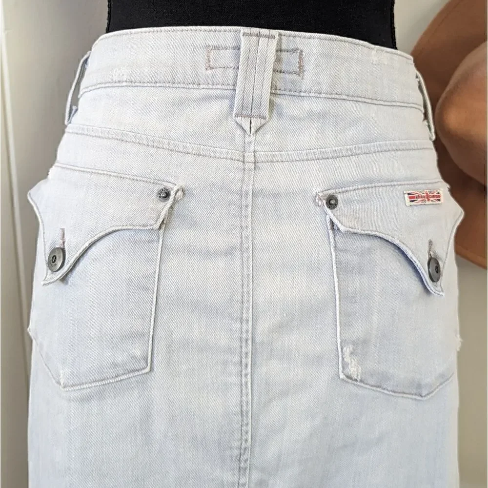 Hudson Raw Edge Hem Denim Mini Skirt  29 Coastal Cowgirl Rebel Punk Academia